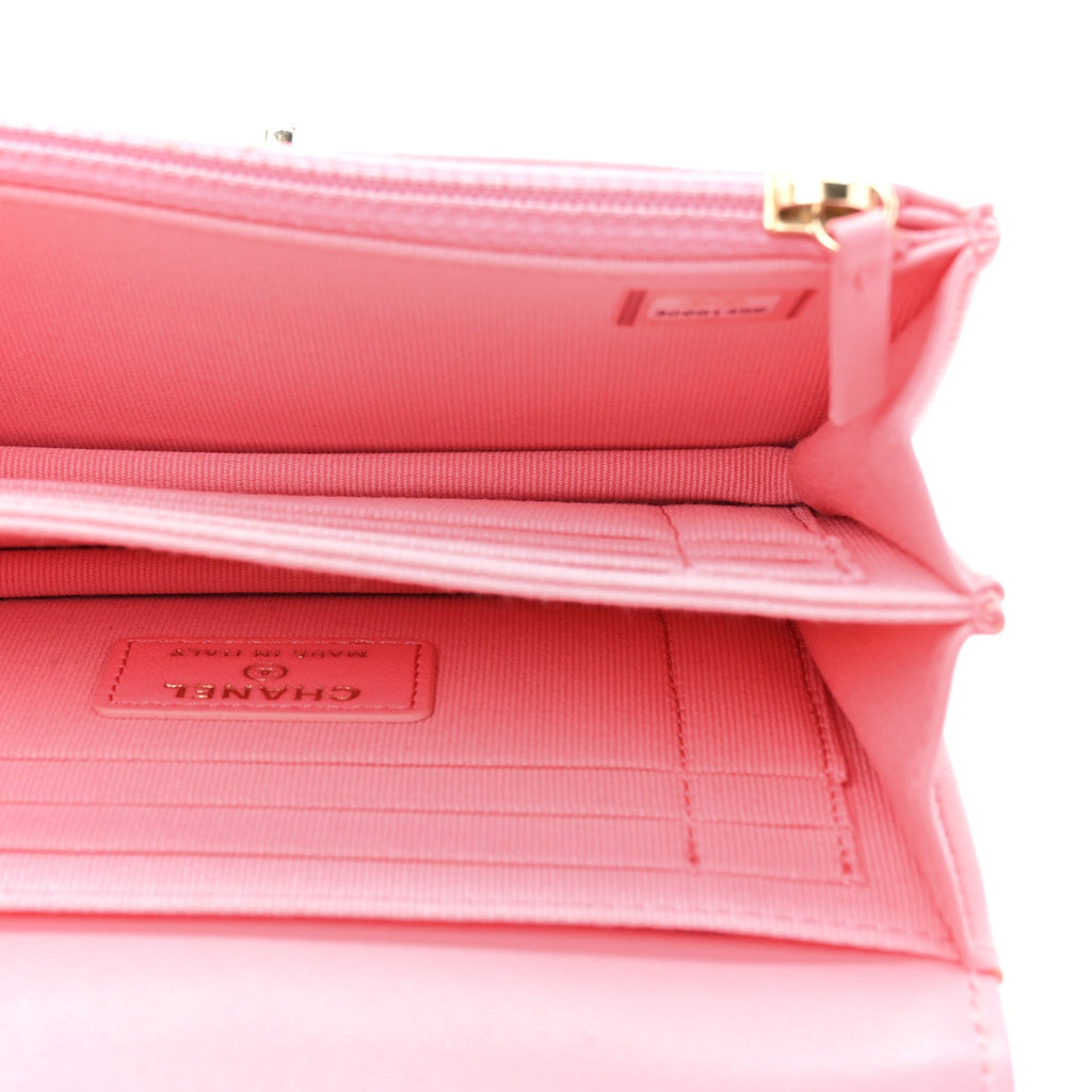Chanel Lambskin Quilted Mini Trendy CC Wallet On Chain WOC Pink