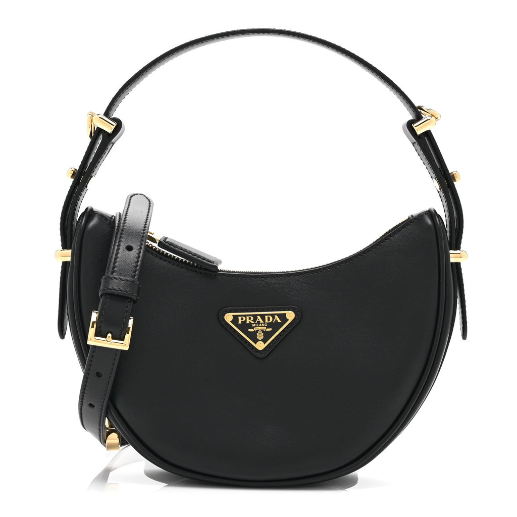 Prada Soft Calfskin Mini Arque Shoulder Bag Black