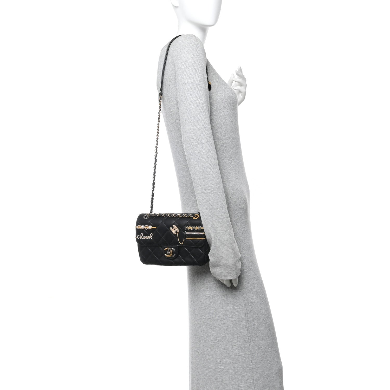 Chanel Lambskin Quilted Small Coco Clips Single Flap Black