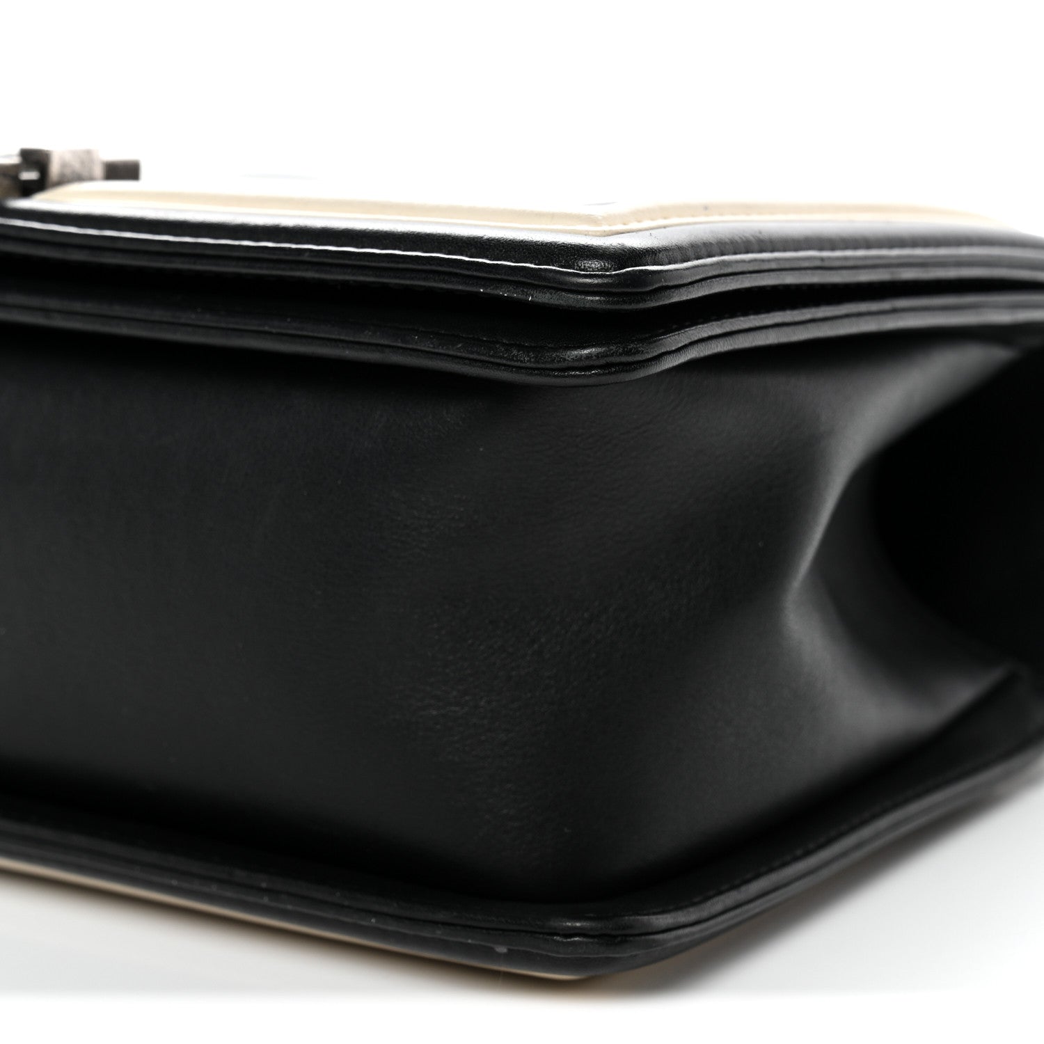 Chanel Calfskin Pleated Medium Boy In Rome Flap Black White