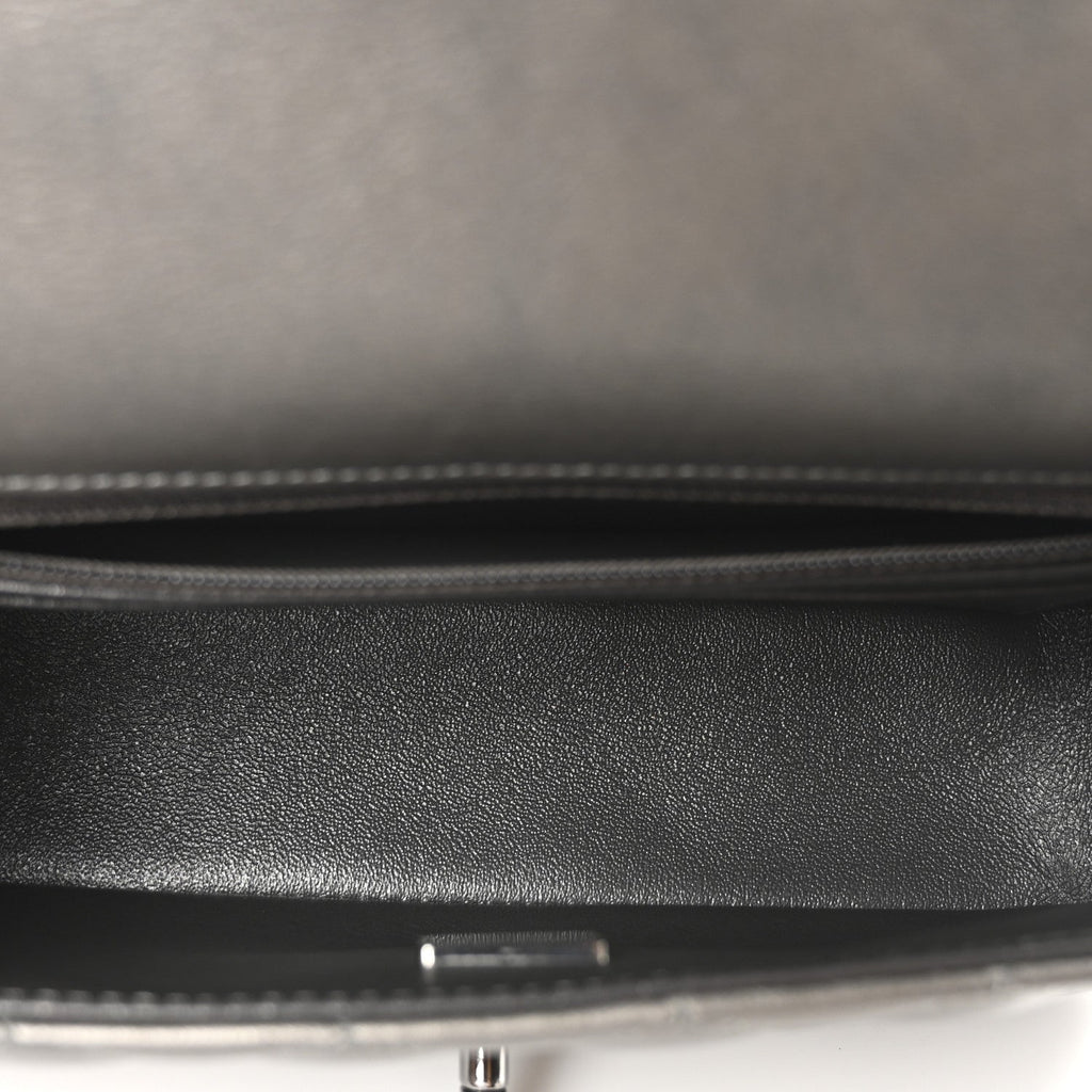 Chanel Metallic Lambskin Quilted Mini Rectangular Flap  Dark Grey