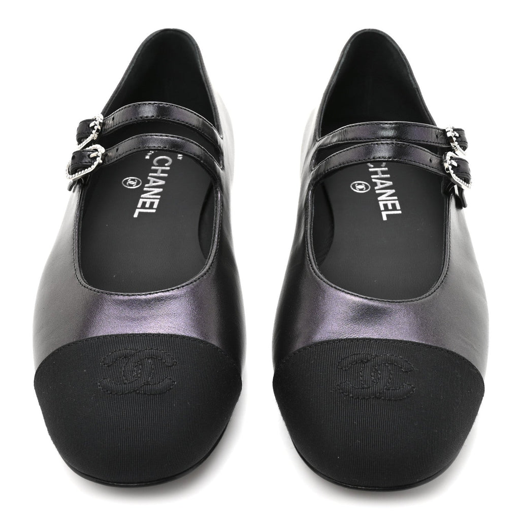 Lambskin Grosgrain Mary Jane Flats 39 Black