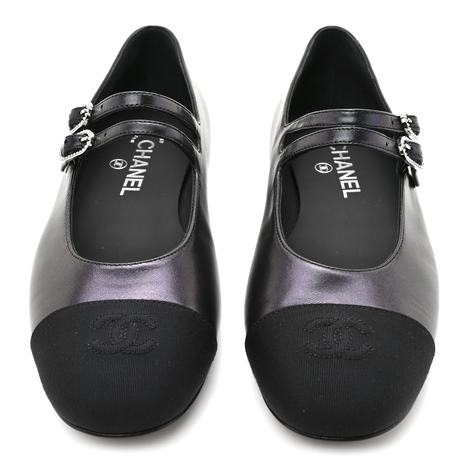 Lambskin Grosgrain Mary Jane Flats 39 Black