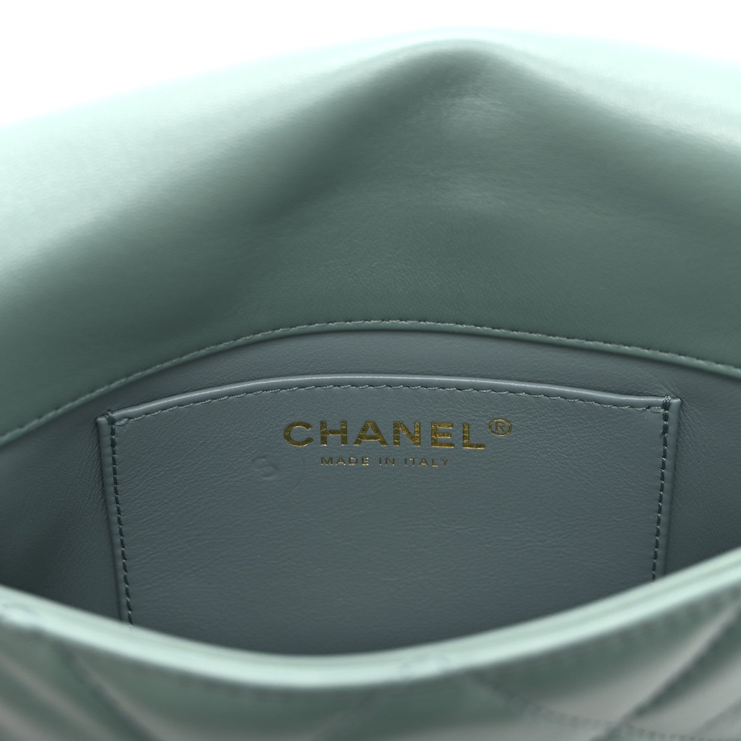 Chanel Lambskin Quilted Mini Chain Rows Flap  Green