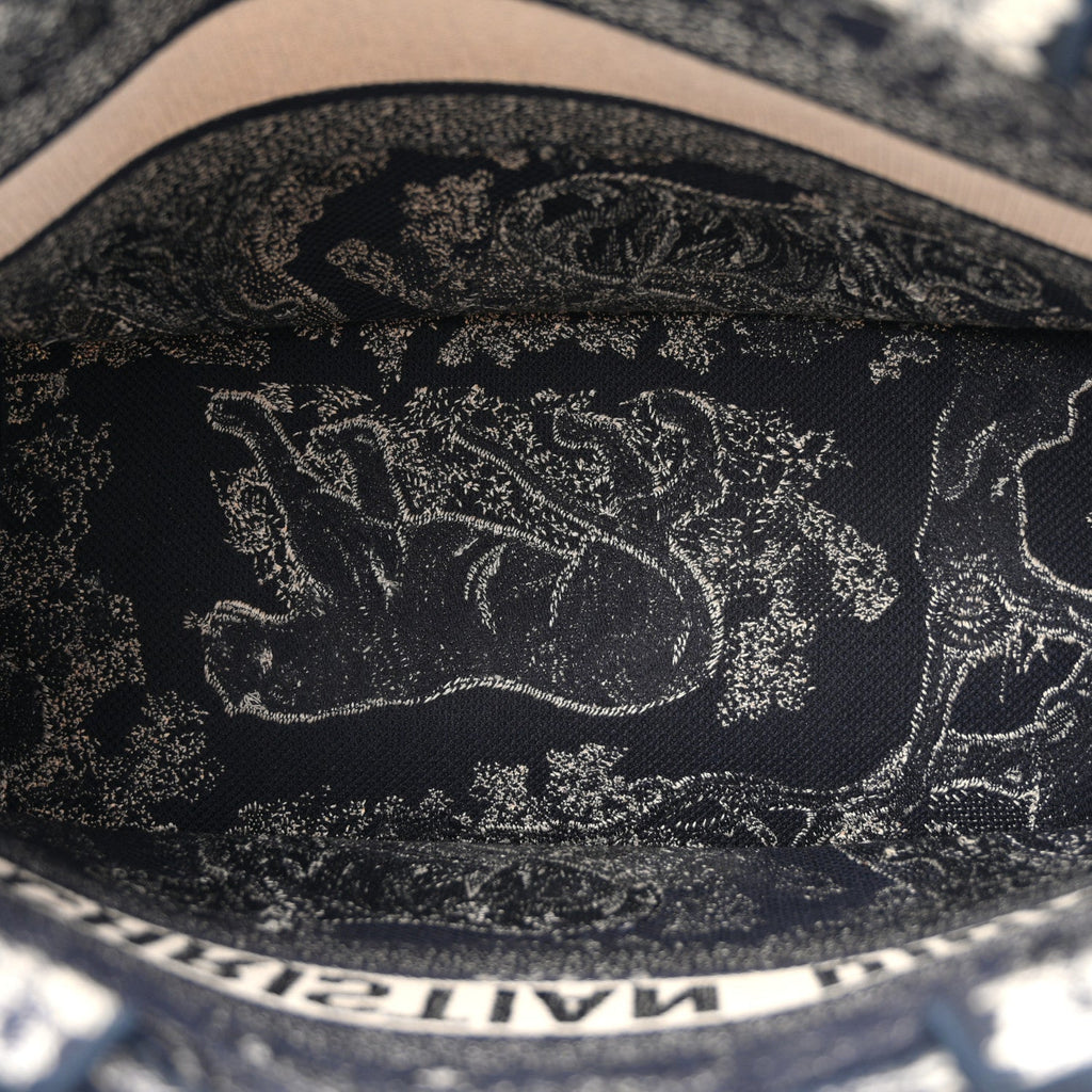 Christian Dior Canvas Embroidered Medium Dioriviera Toile De Jouy Book Tote Blue