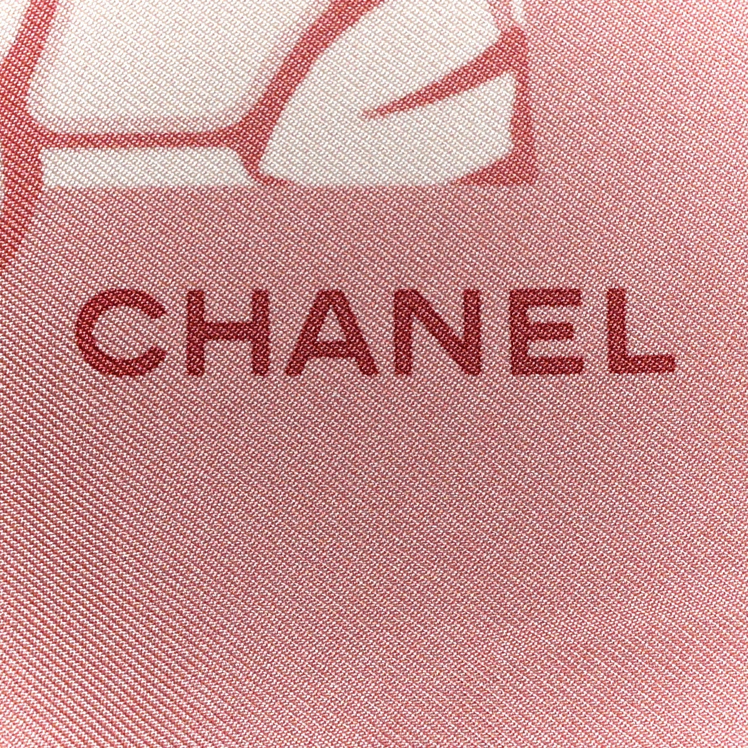 Chanel Silk Camellia CC Square Scarf Light Pink Dark Pink