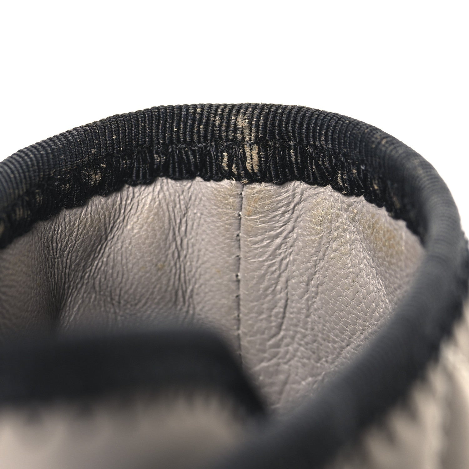 Fabric Grosgrain Lambskin Quilted Lace Up Combat Boot 36 Gray