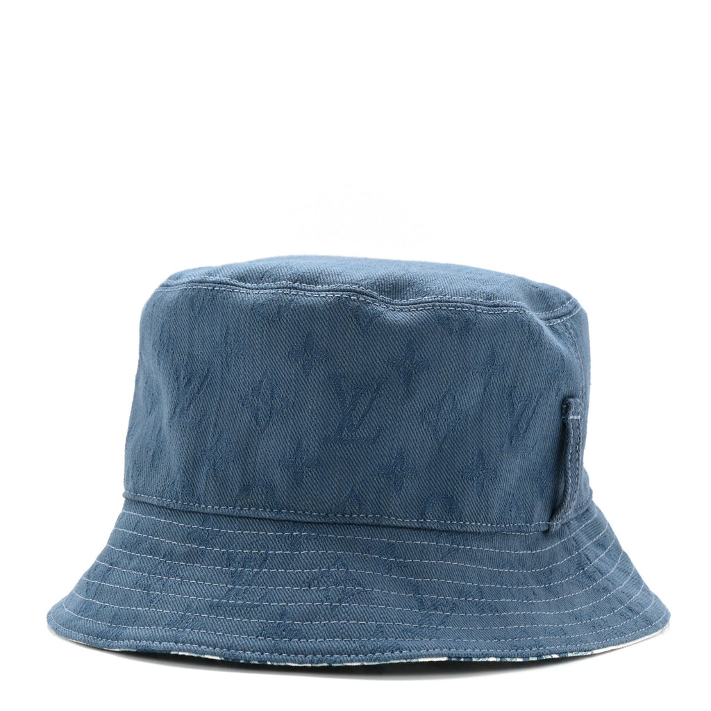 Louis Vuitton Cotton LV Play Monogram Aquagarden Reversible Bucket Hat Blue