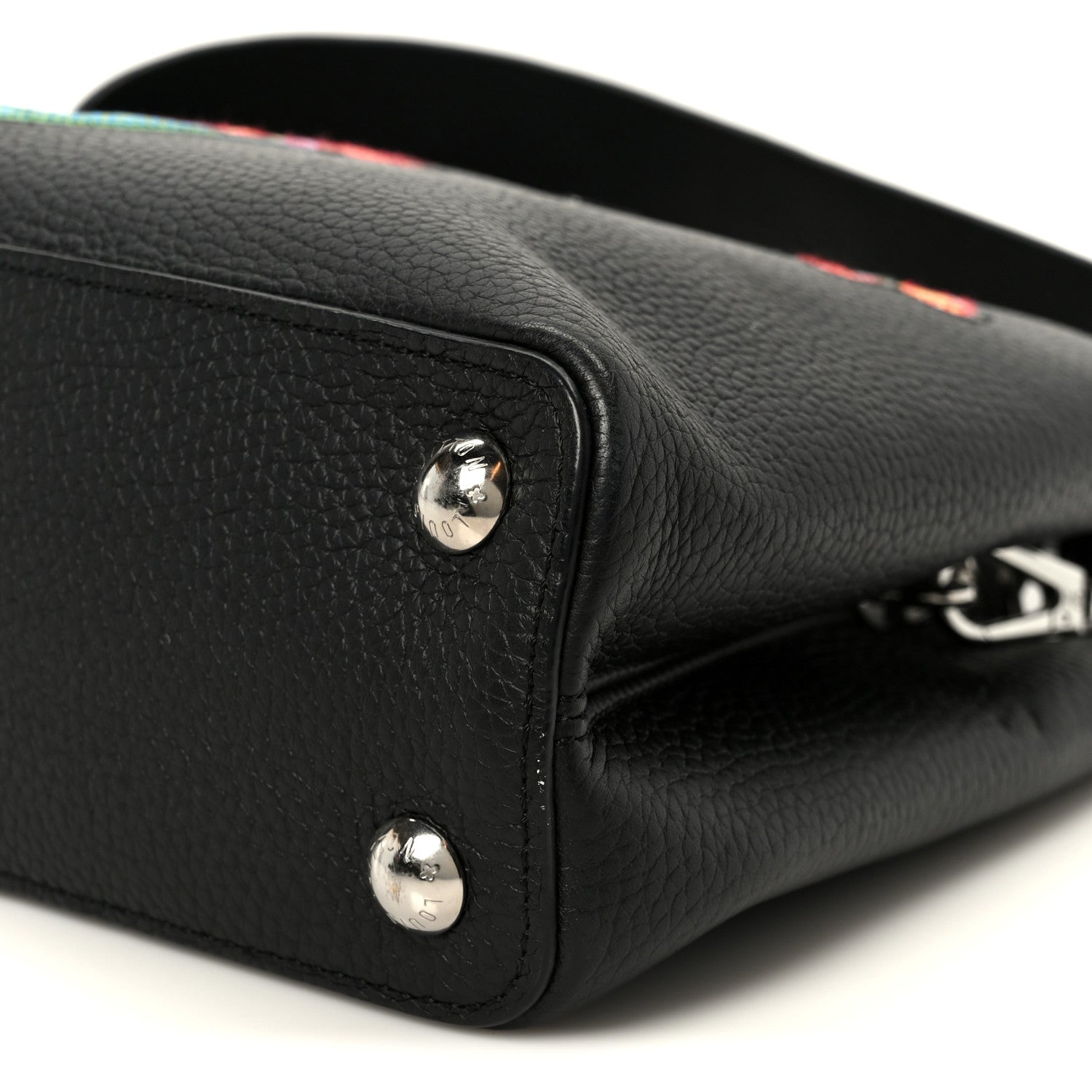 Louis Vuitton LV X YK Taurillon Inlaid Kusama Flowers Capucines BB Black