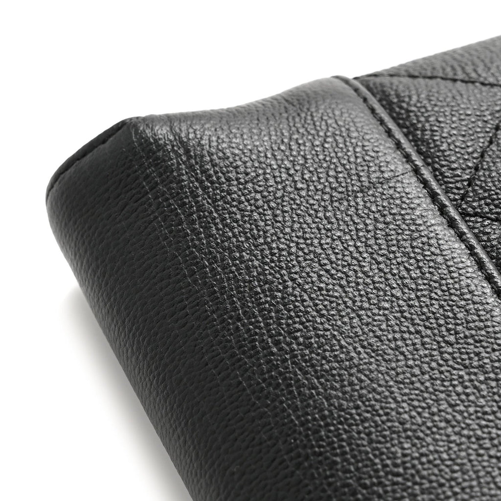 Grained Calfskin Quilted CC Box Pouch Black