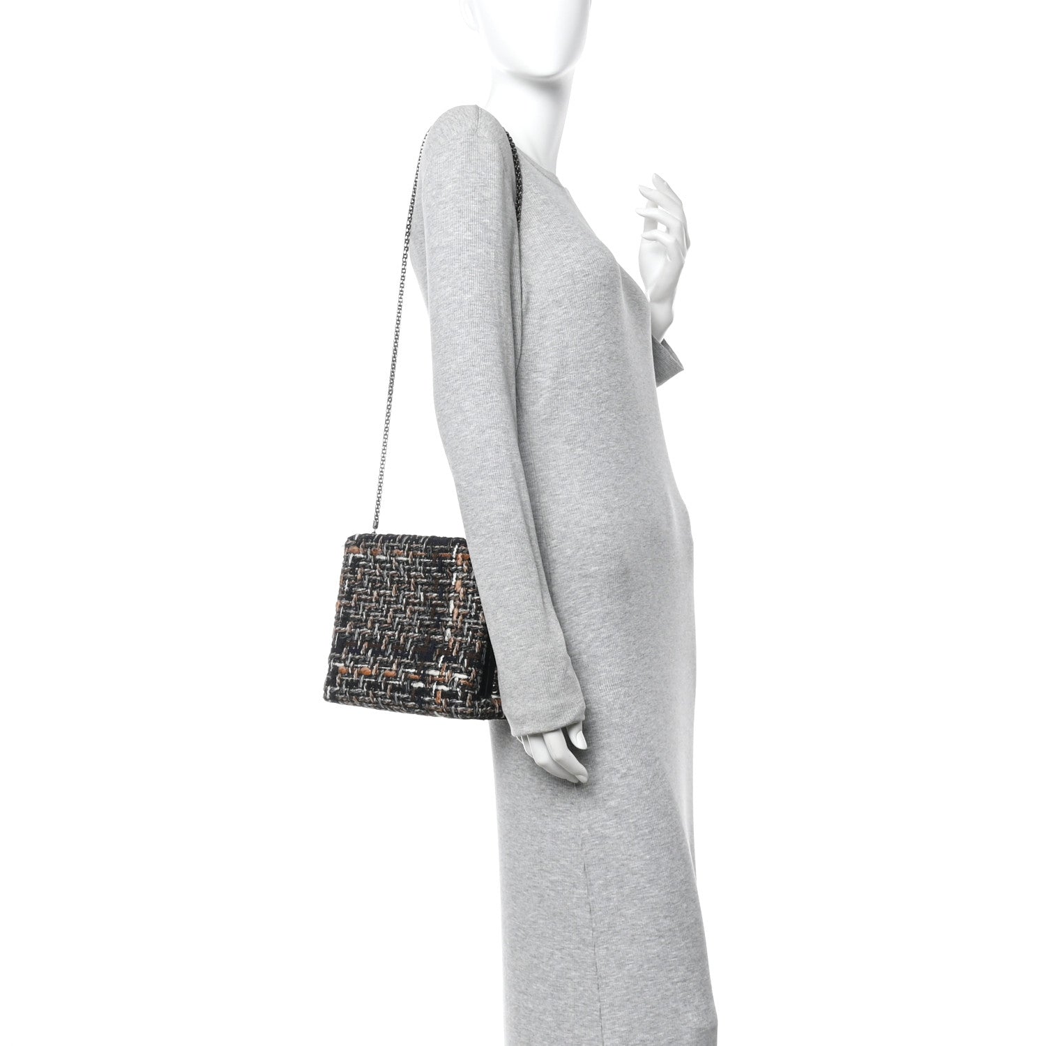 Chanel Tweed Kisslock Minaudiere Black Multicolor