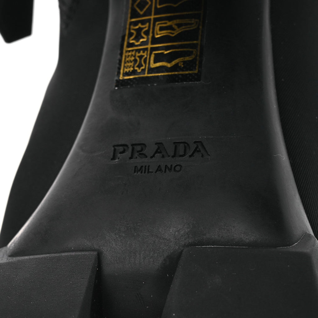 Prada Spazzolato Re-Nylon Metal Triangle Logo 110mm Ankle Boots 36.5 Black
