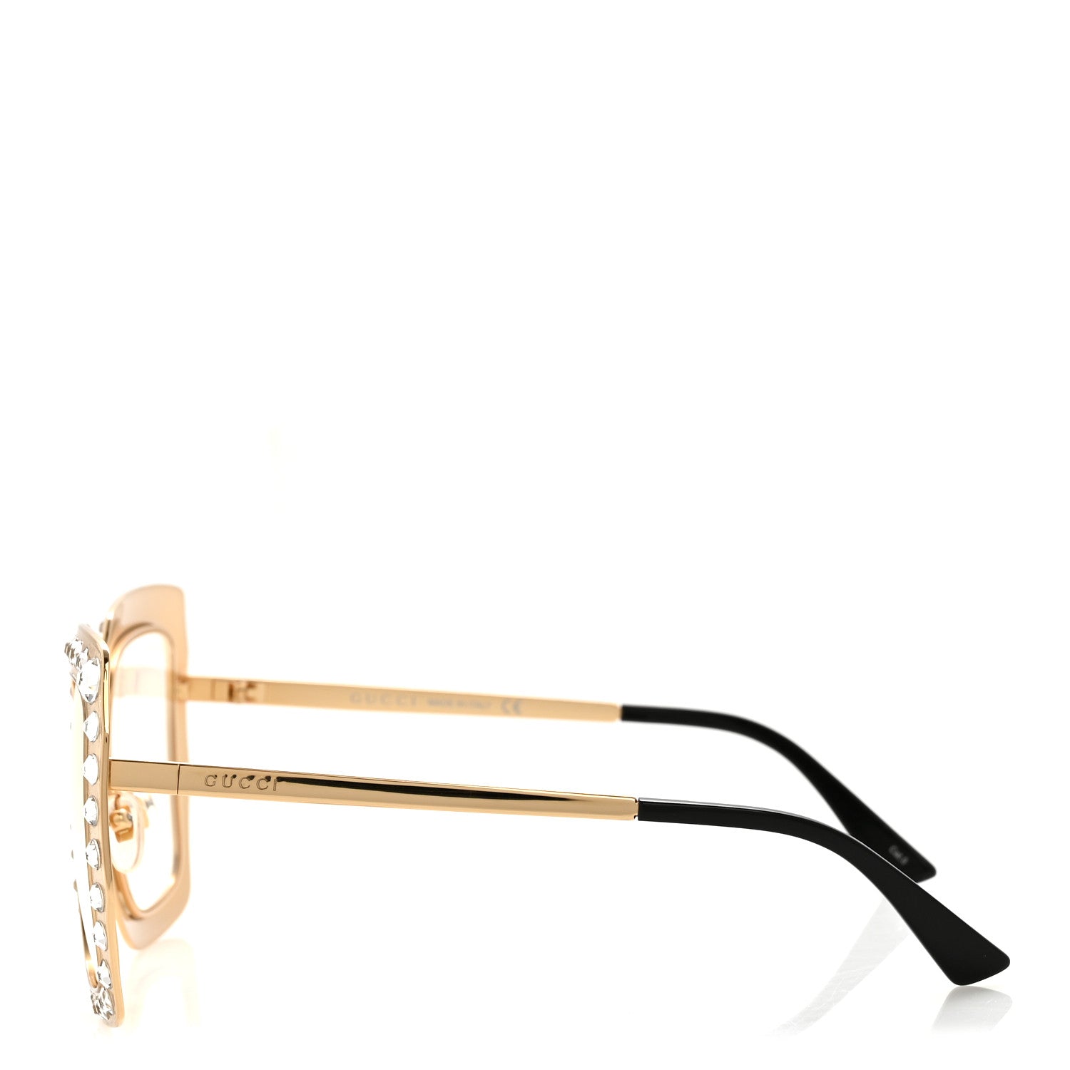 Gucci Metal Acetate Crystal Oversize GG0115S Eyeglasses Gold