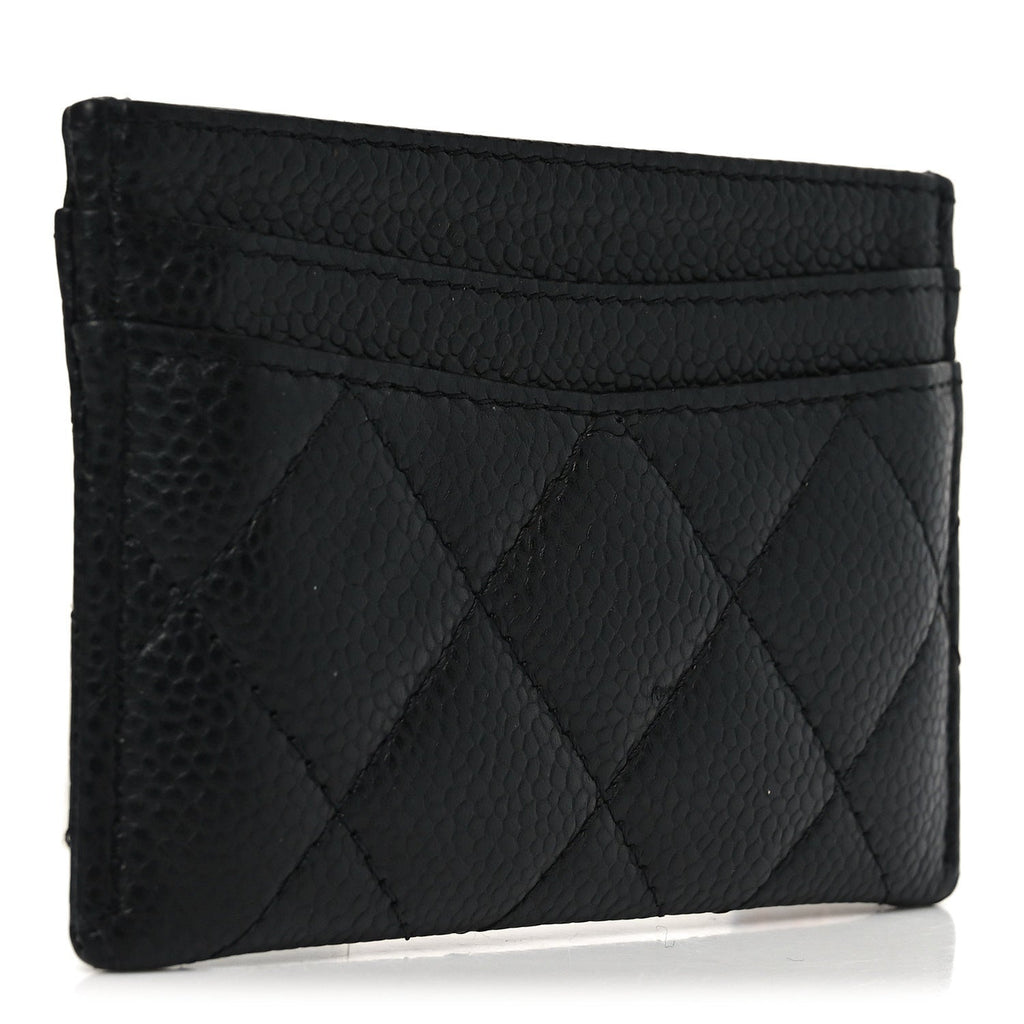 Caviar Quilted Card Holder Black