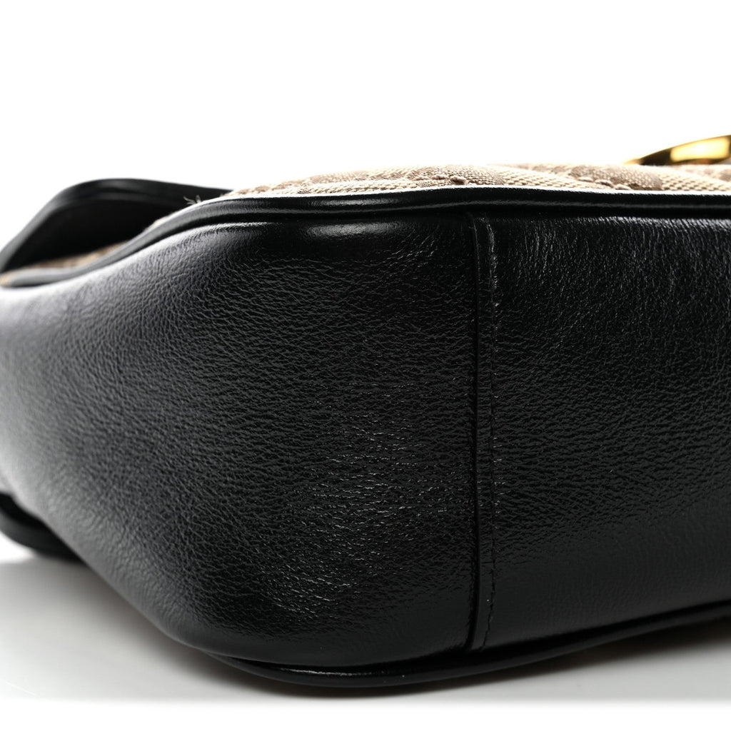 Gucci Monogram Matelasse Diagonal Small GG Marmont Shoulder Bag Beige Black