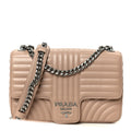 Prada Soft Calfskin Impunture Diagramme Medium Chain Flap Shoulder Bag Cipria