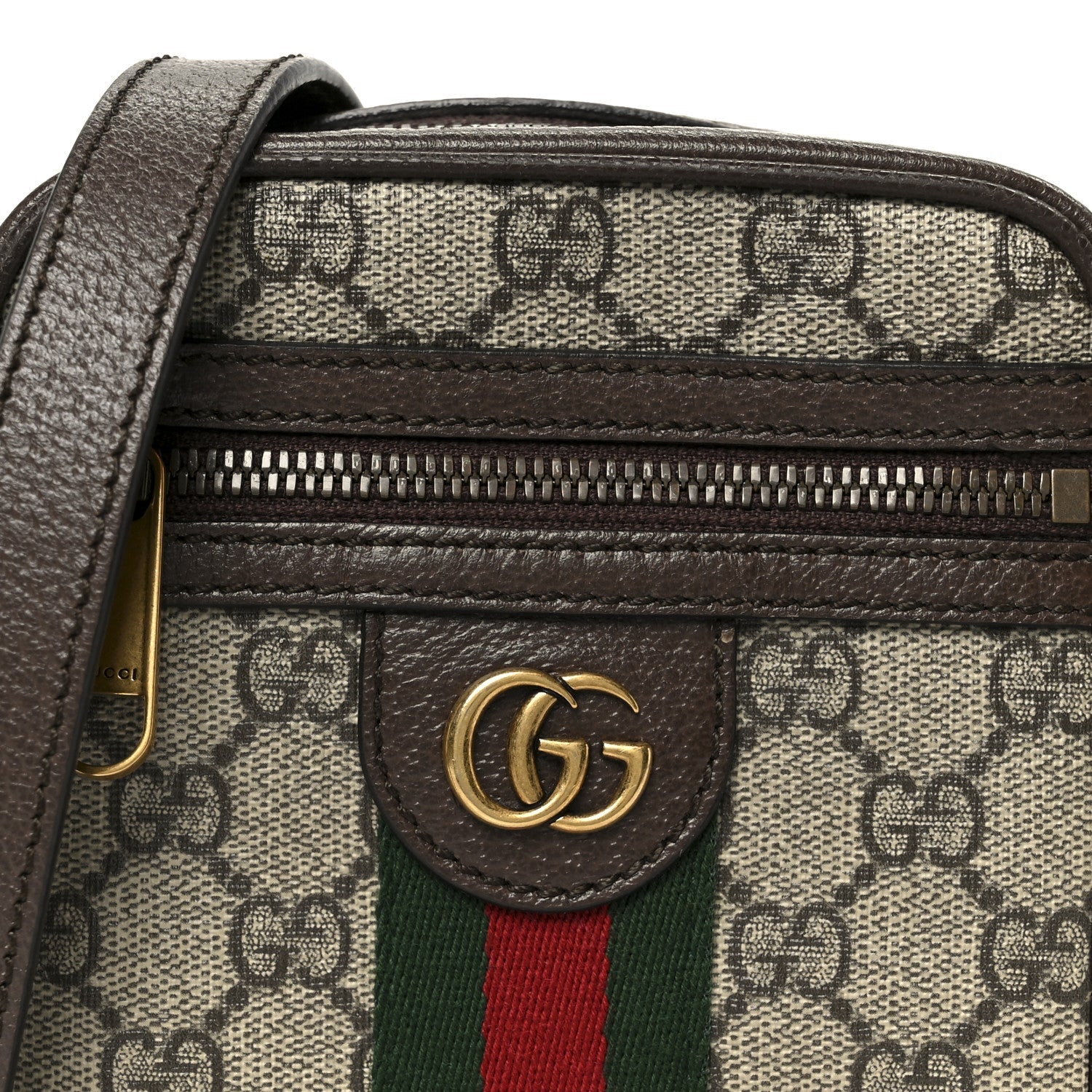 Gucci GG Supreme Monogram Web Mini Ophidia Messenger Brown