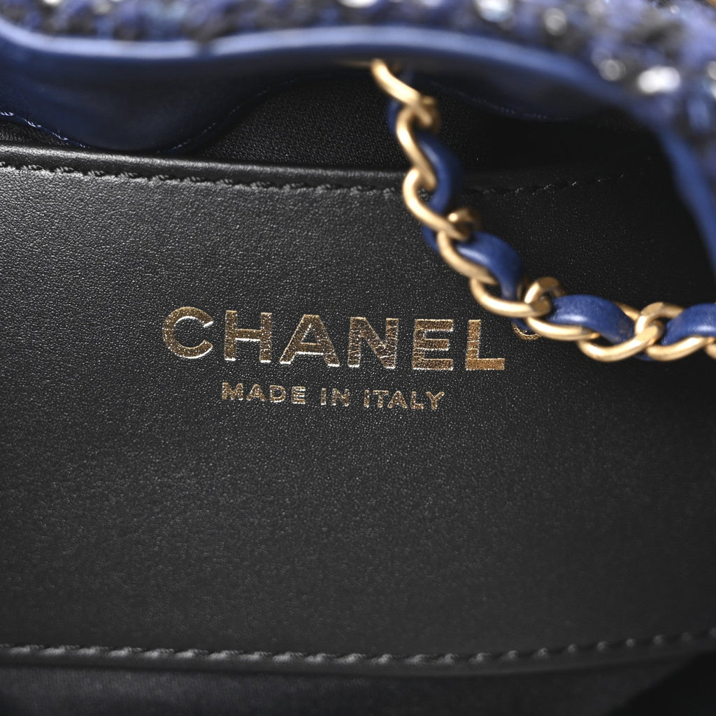 Chanel Tweed Quilted Small Chanel 25 Handbag Blue