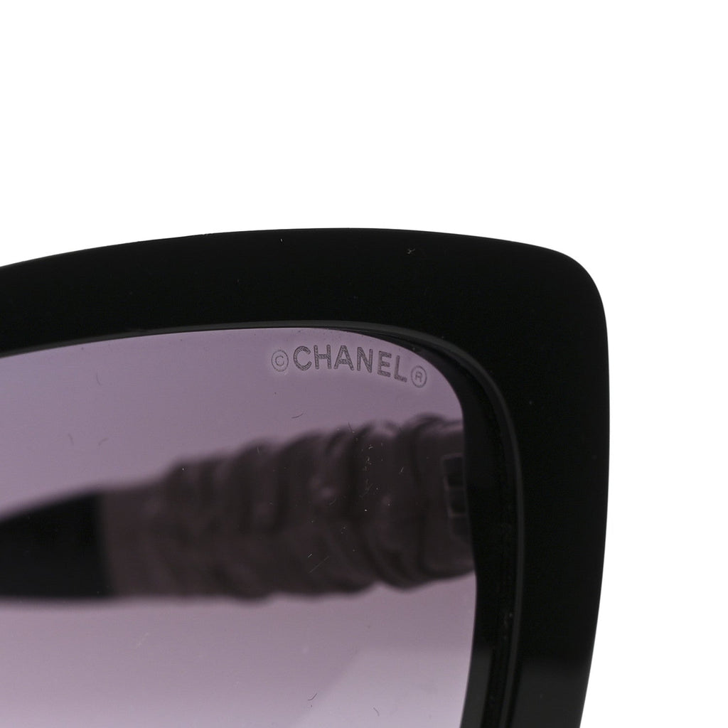 Acetate Calfskin Square Sunglasses 5476-Q-A Black White
