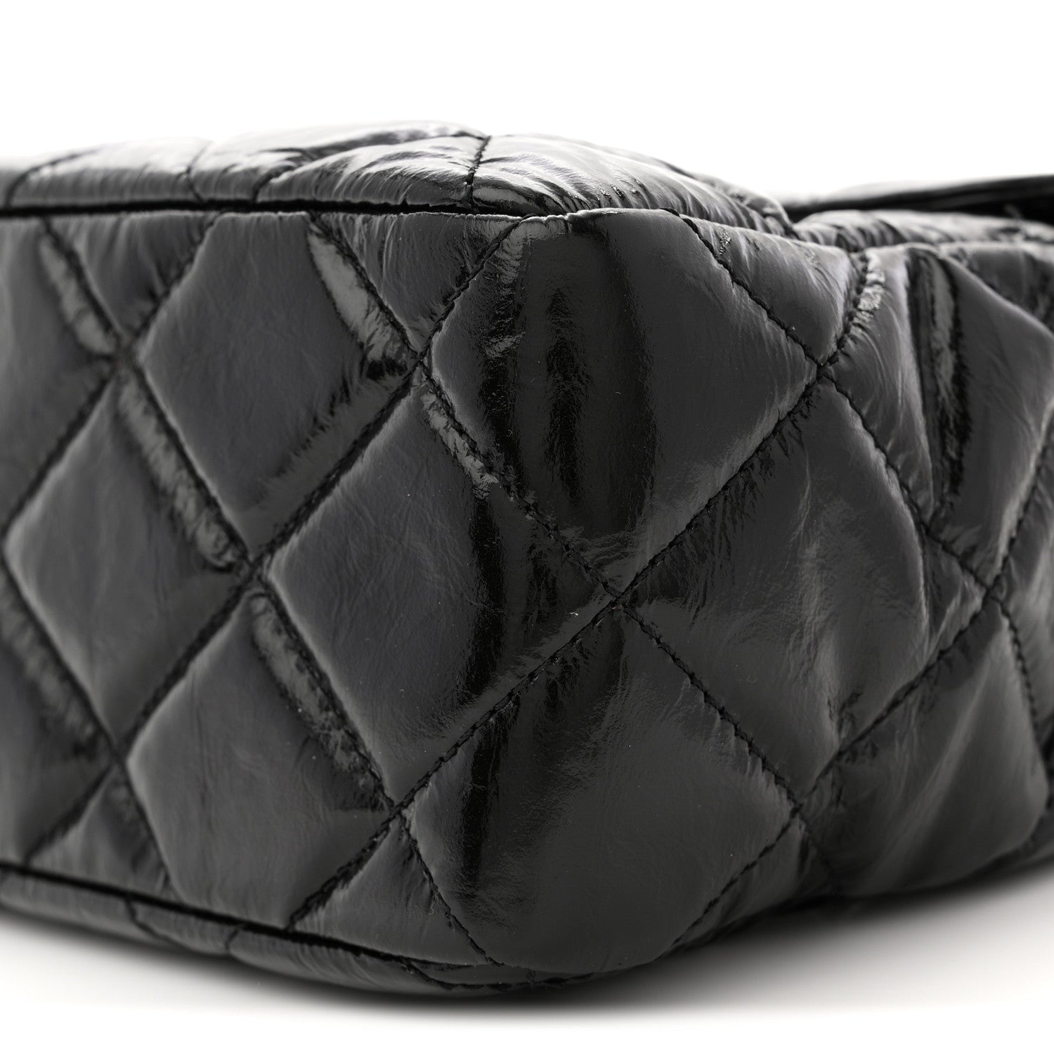 Chanel Shiny Crumpled Calfskin Quilted Large Wavy CC Hobo Black