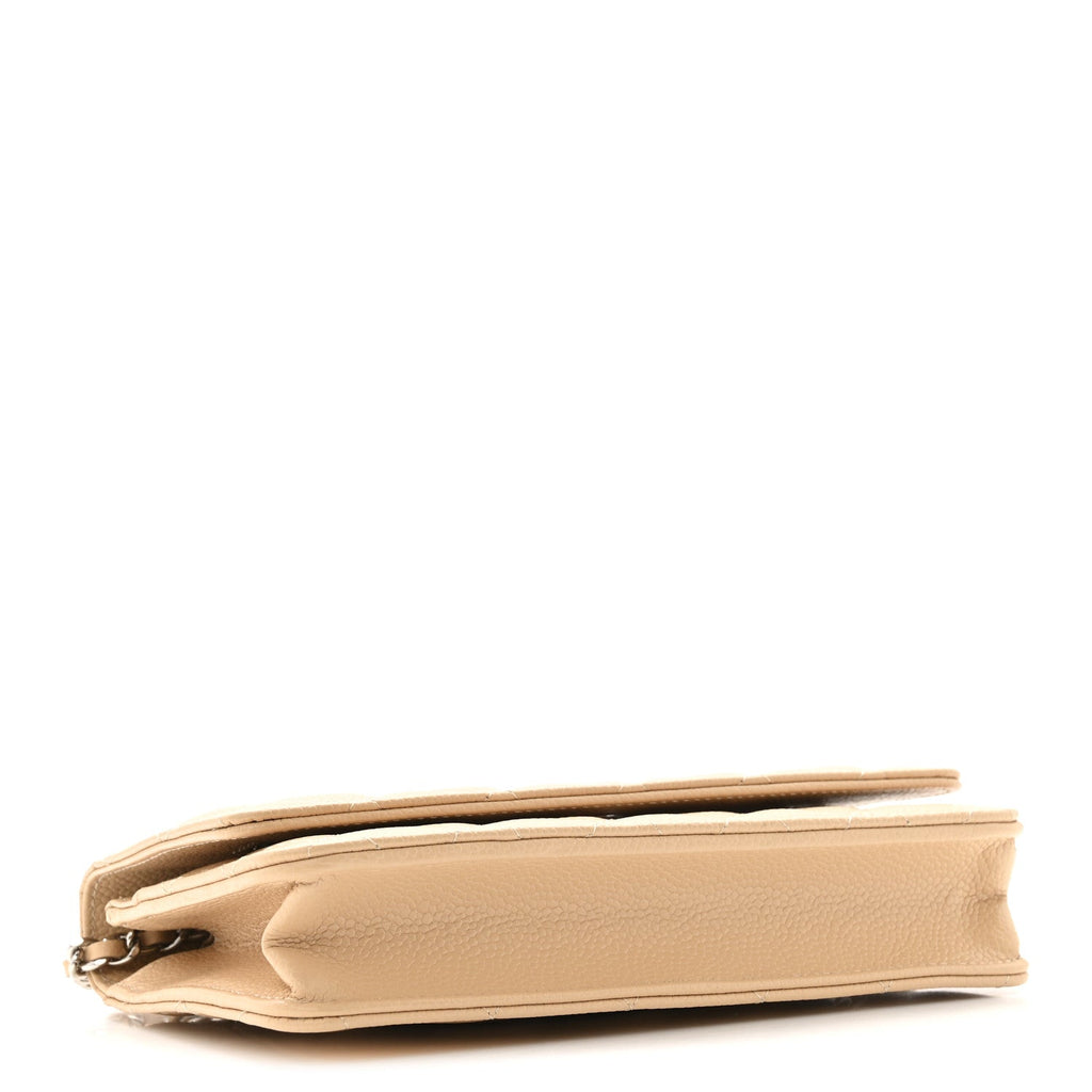 Chanel Caviar Quilted Wallet on Chain WOC Beige