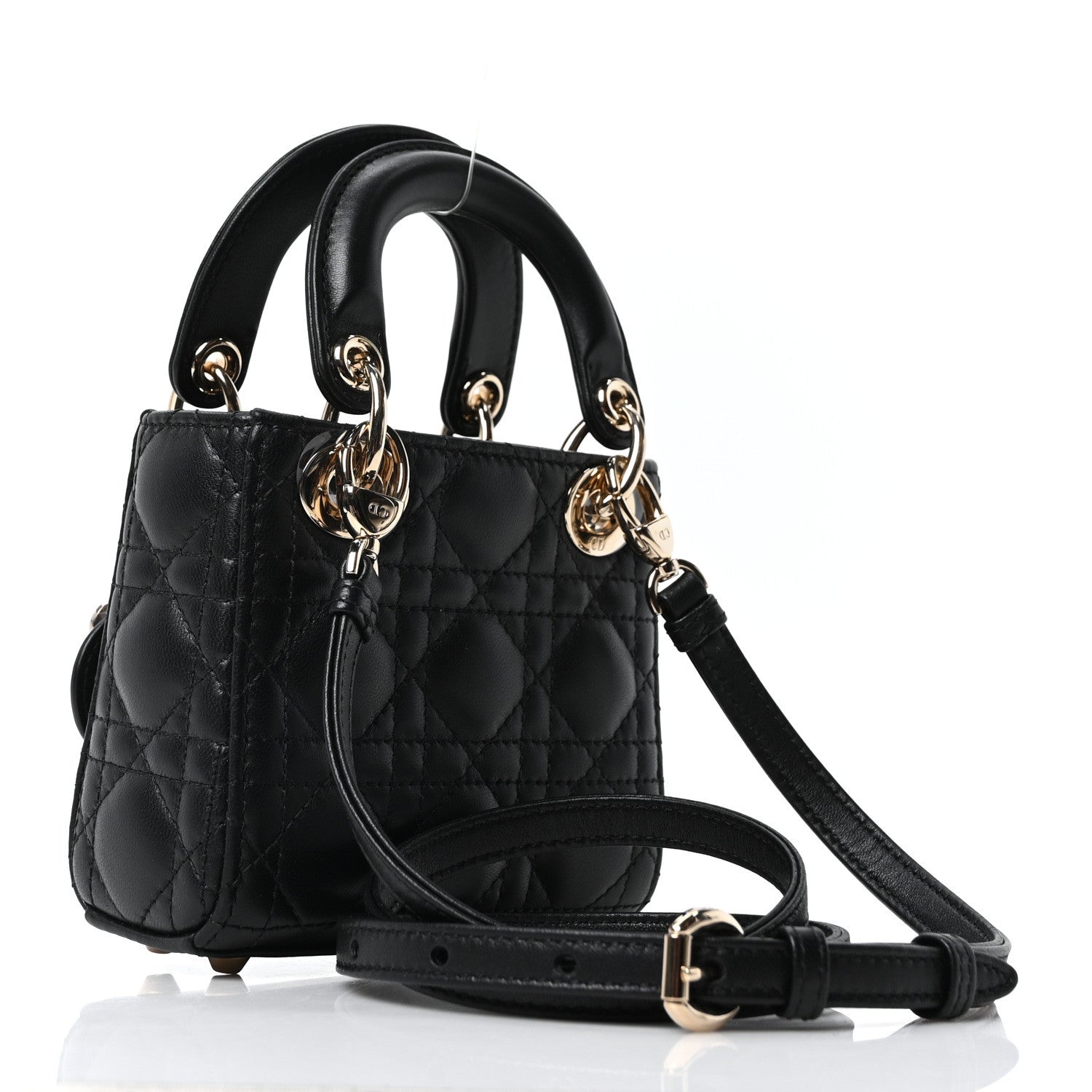 Christian Dior Lambskin Cannage Micro Lady Dior Black