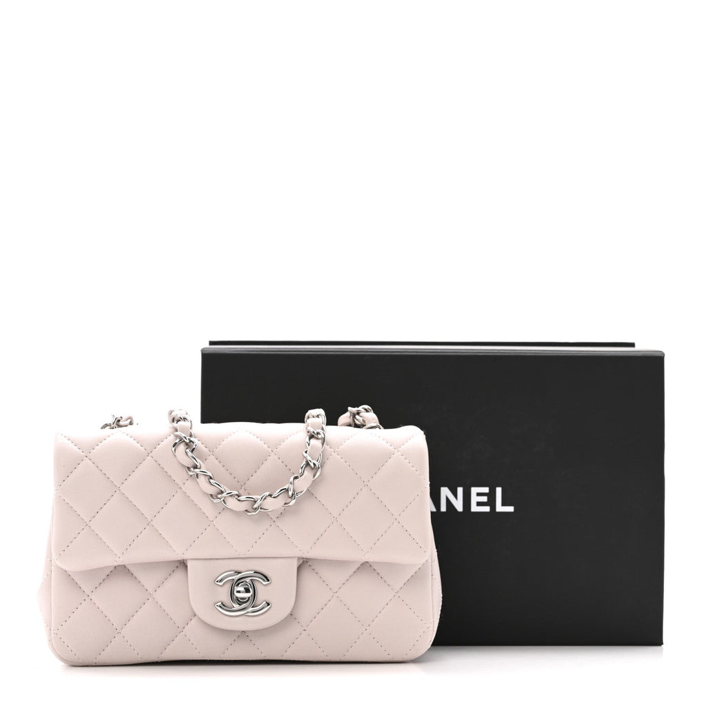 Chanel Lambskin Quilted Mini Rectangular Flap Light Purple