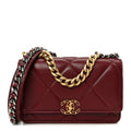 Chanel Lambskin Quilted Chanel 19 Wallet On Chain WOC Burgundy