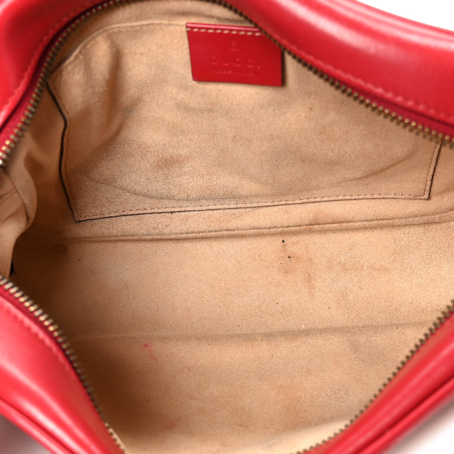Gucci Calfskin Matelasse Small GG Marmont Chain Shoulder Bag Hibiscus Red