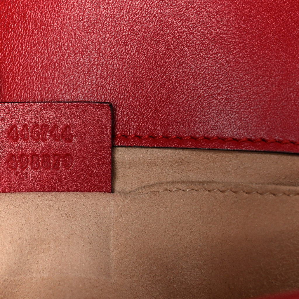 Gucci Calfskin Matelasse Mini GG Marmont Shoulder Bag Hibiscus Red