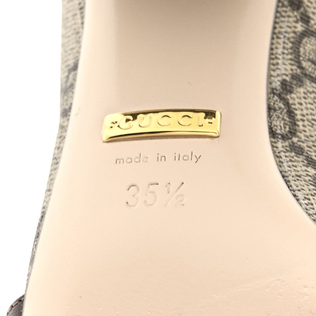 Gucci GG Supreme Monogram Malaga Kid Blondie Pumps 35.5 Beige Ebony New Acero