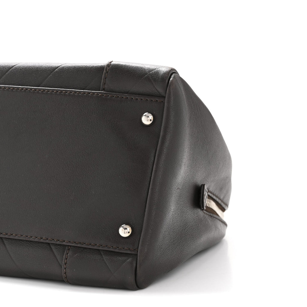 Chanel Calfskin Chevron CC All Day Long Boston Brown