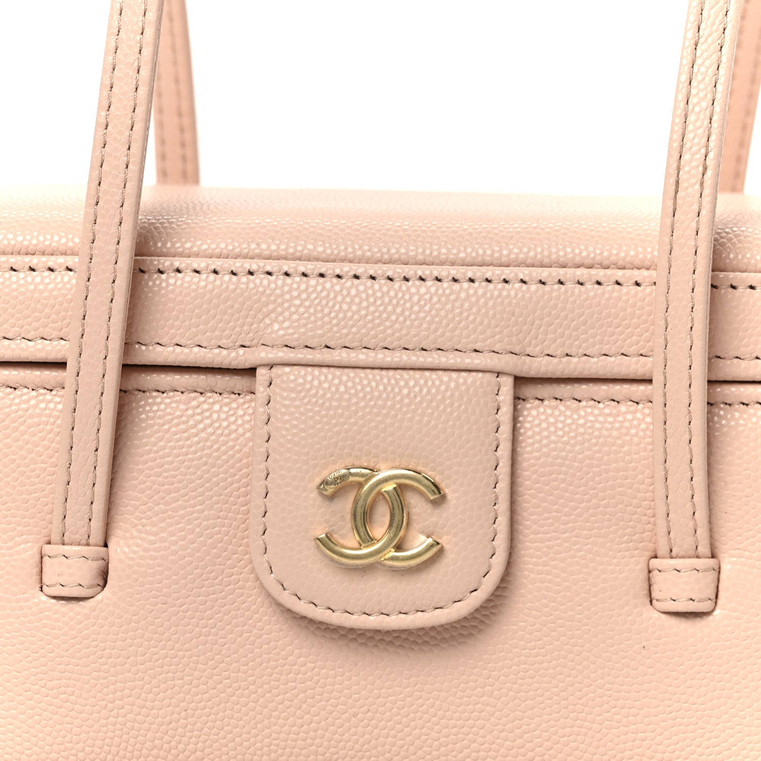 Chanel Shiny Caviar Preppy Coco Long Vanity With Strap Light Pink