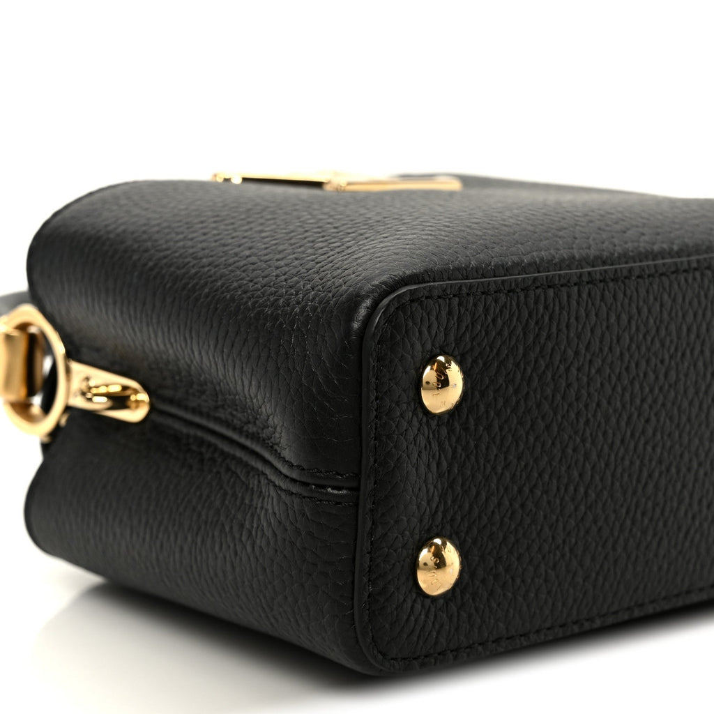 Louis Vuitton Taurillon Embellished Flower Handle Capucines Mini Black