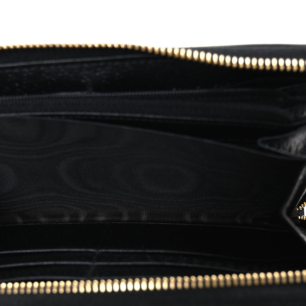Gucci Calfskin Web Ophidia Zip Around Wallet Black