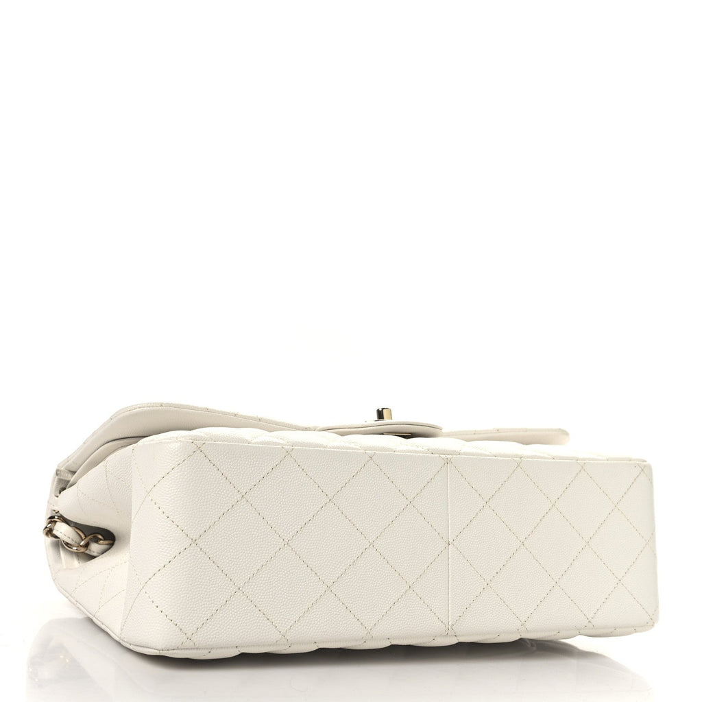 Chanel Caviar Quilted Jumbo Double Flap White
