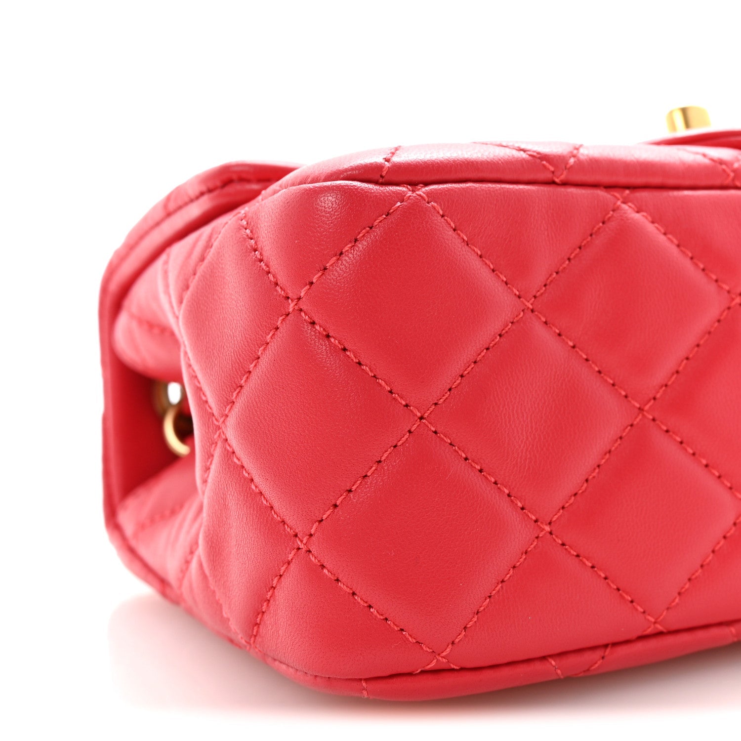 Chanel Lambskin Quilted Mini Pearl Crush Flap Red