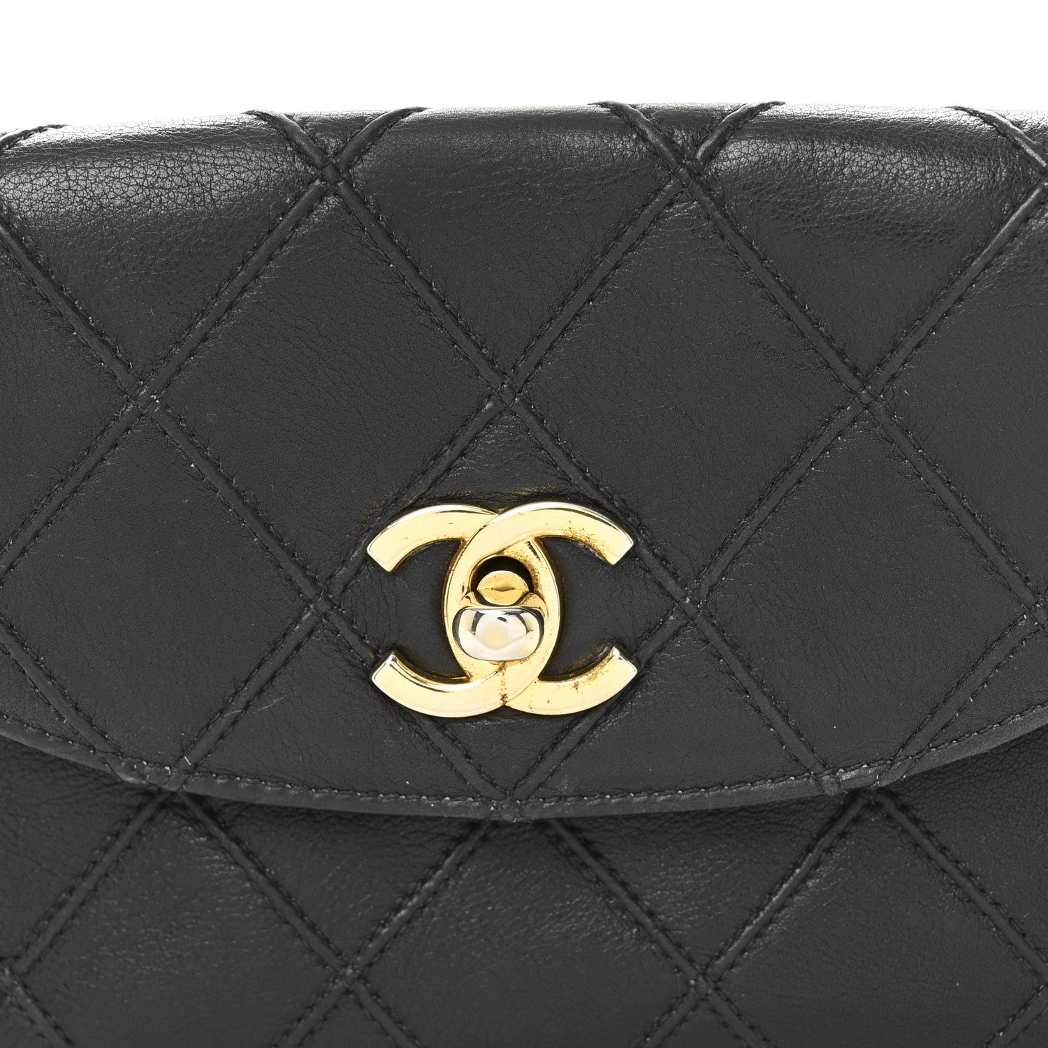 Lambskin Diamond Stitched Flap Waist Belt Bag 65 26 Black
