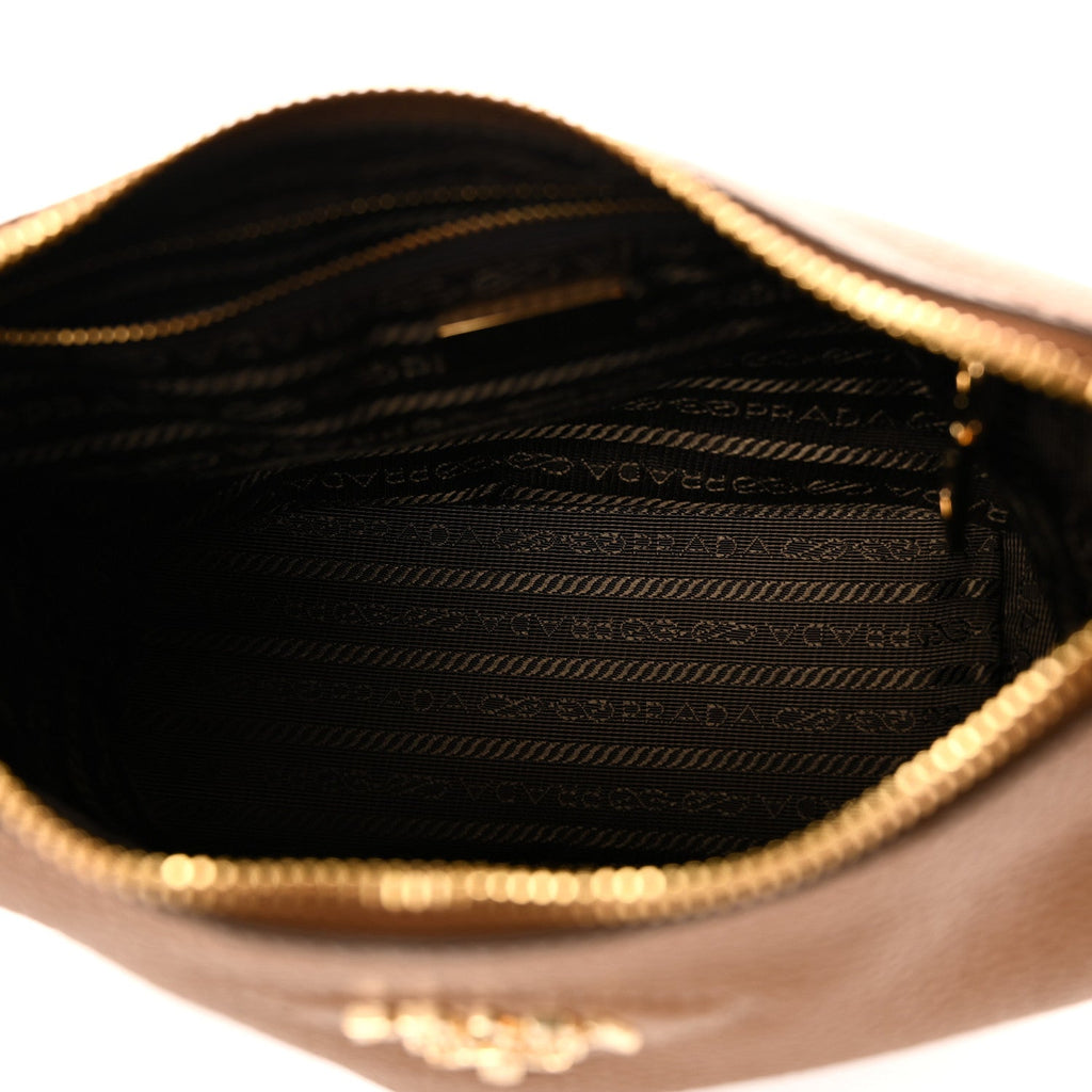 Prada Vitello Daino Soft Mini Shoulder Bag Caramel
