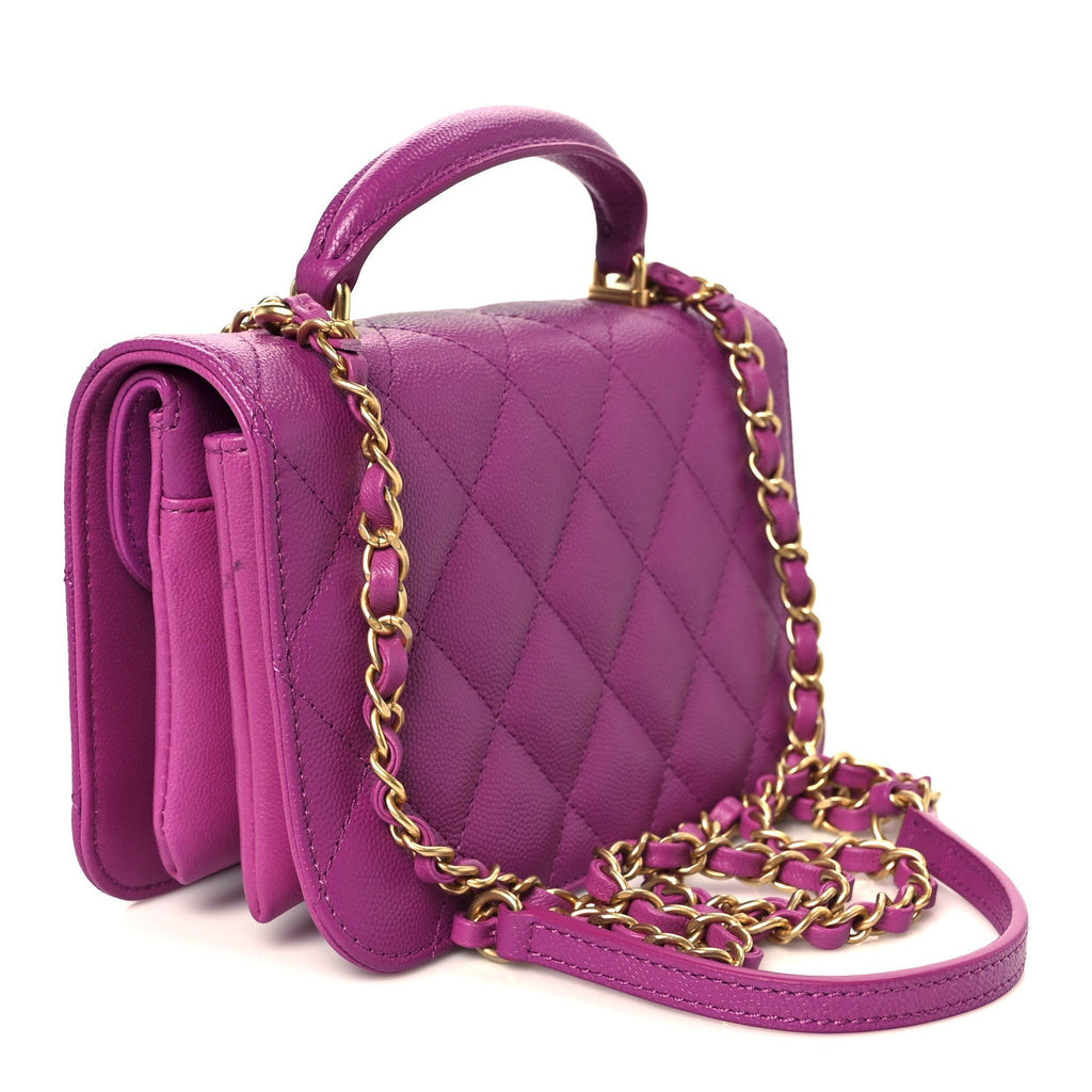 Chanel Caviar Quilted Mini Top Handle Flap Dark Pink
