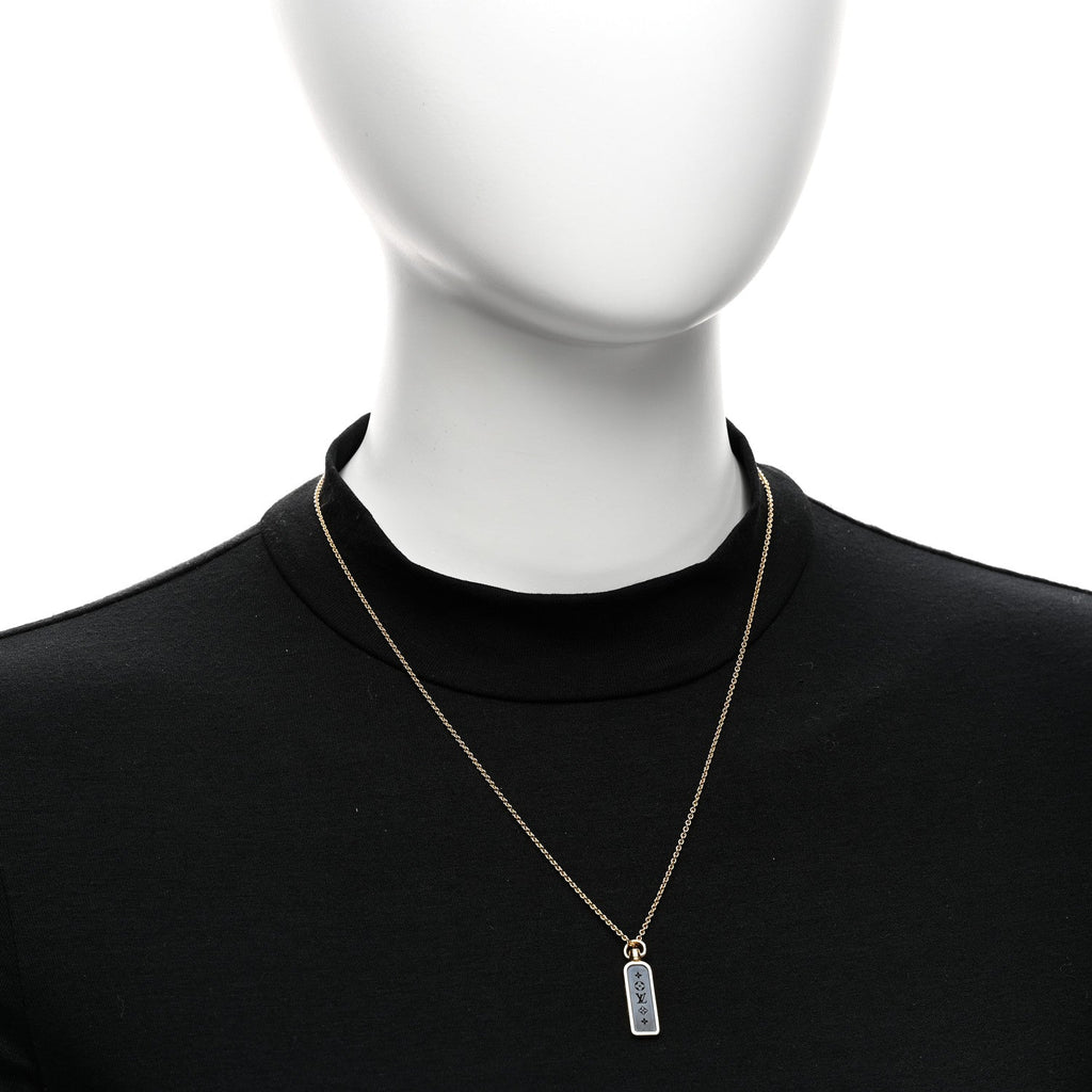 Louis Vuitton 18K Yellow Gold Blue Titanium Small Les Gastons Tag Pendant Necklace