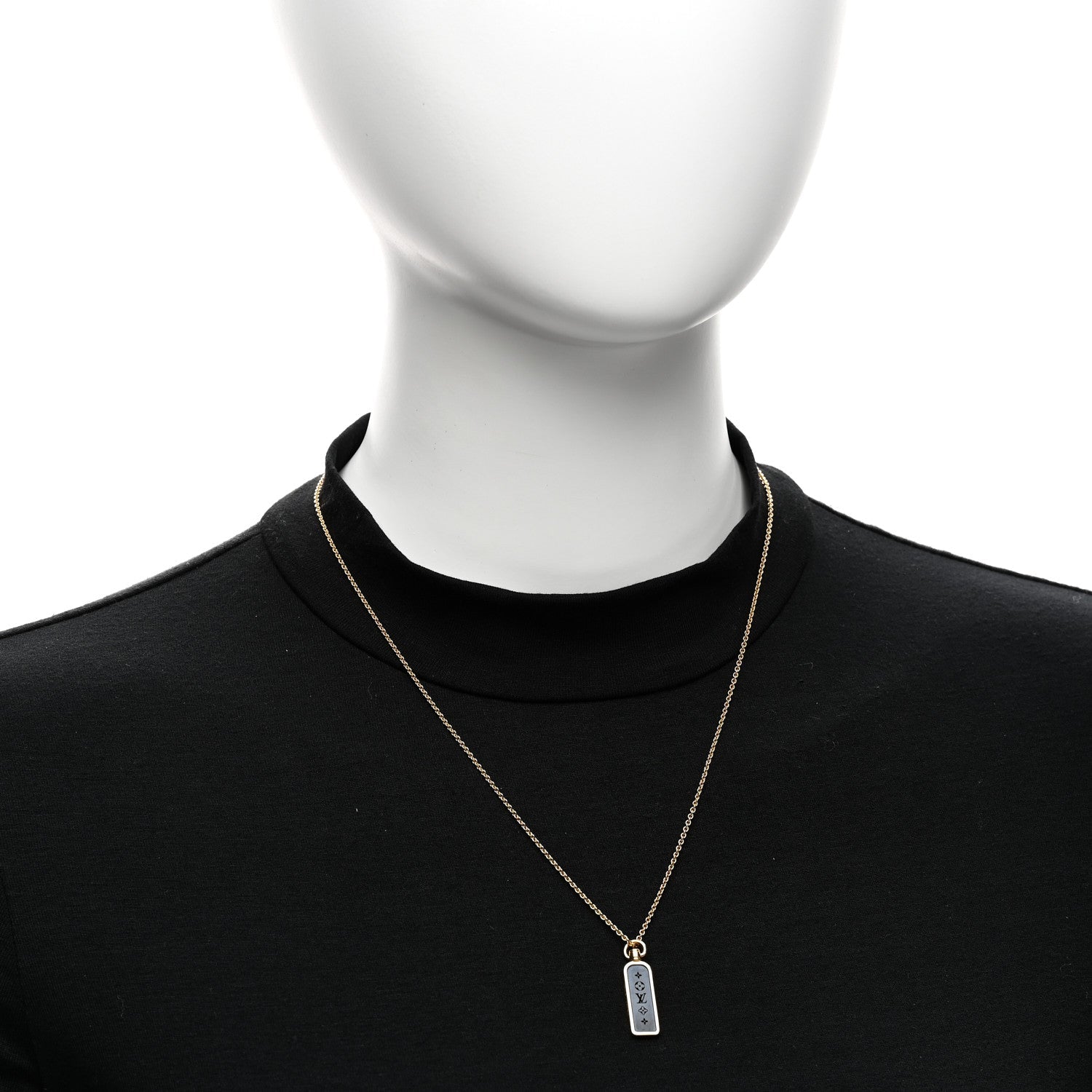 Louis Vuitton 18K Yellow Gold Blue Titanium Small Les Gastons Tag Pendant Necklace