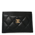 Caviar Quilted Card Holder Black