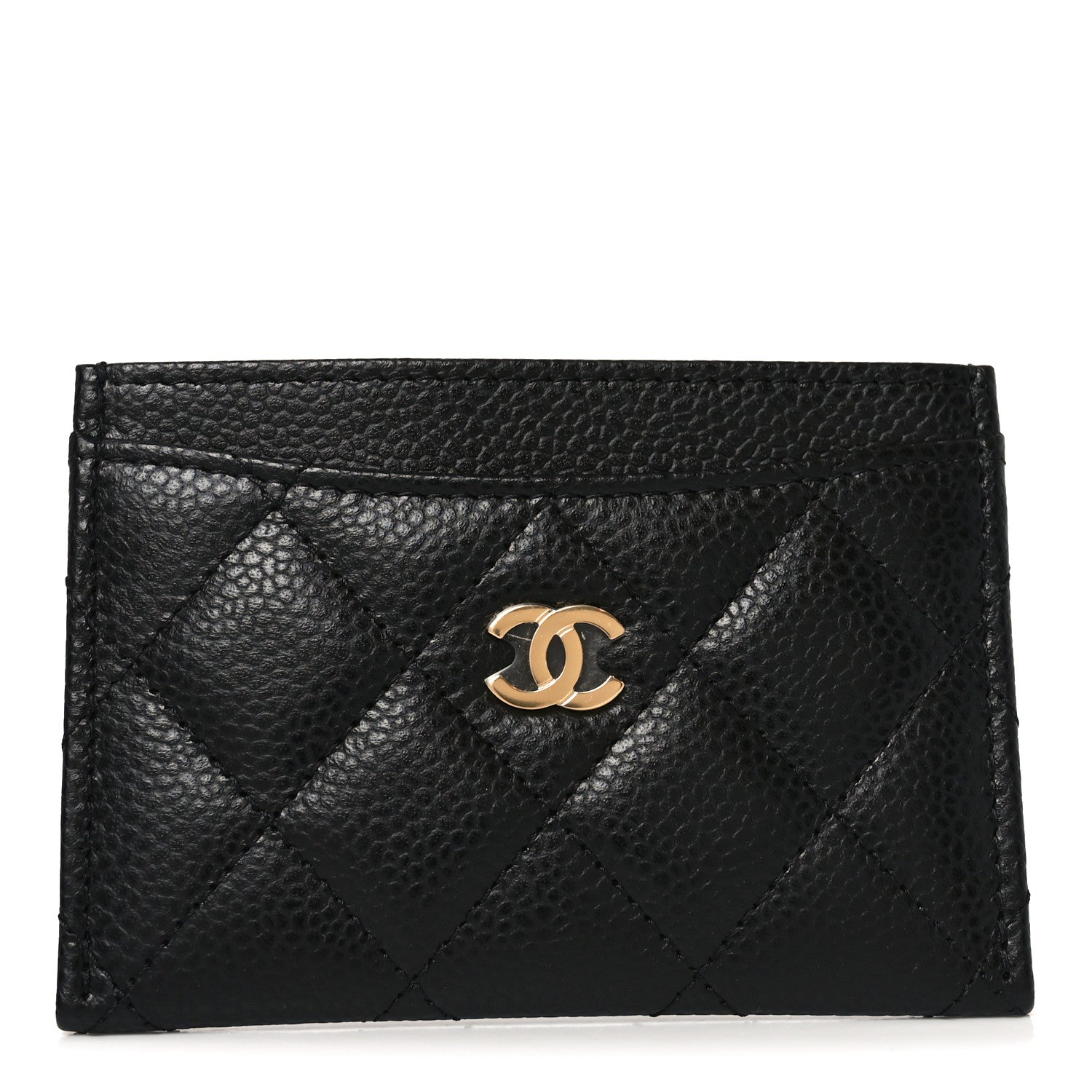 Caviar Quilted Card Holder Black
