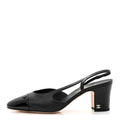 Lambskin Patent Calfskin Quilted Cap Toe Coco CC Slingback Pumps 41 Black