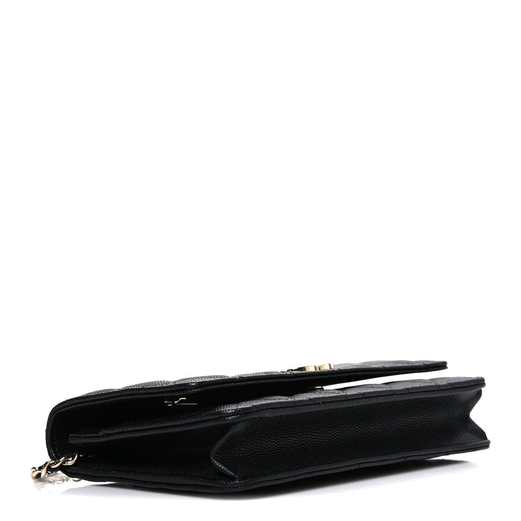 Chanel Caviar Quilted Striated CC Wallet On Chain WOC Black