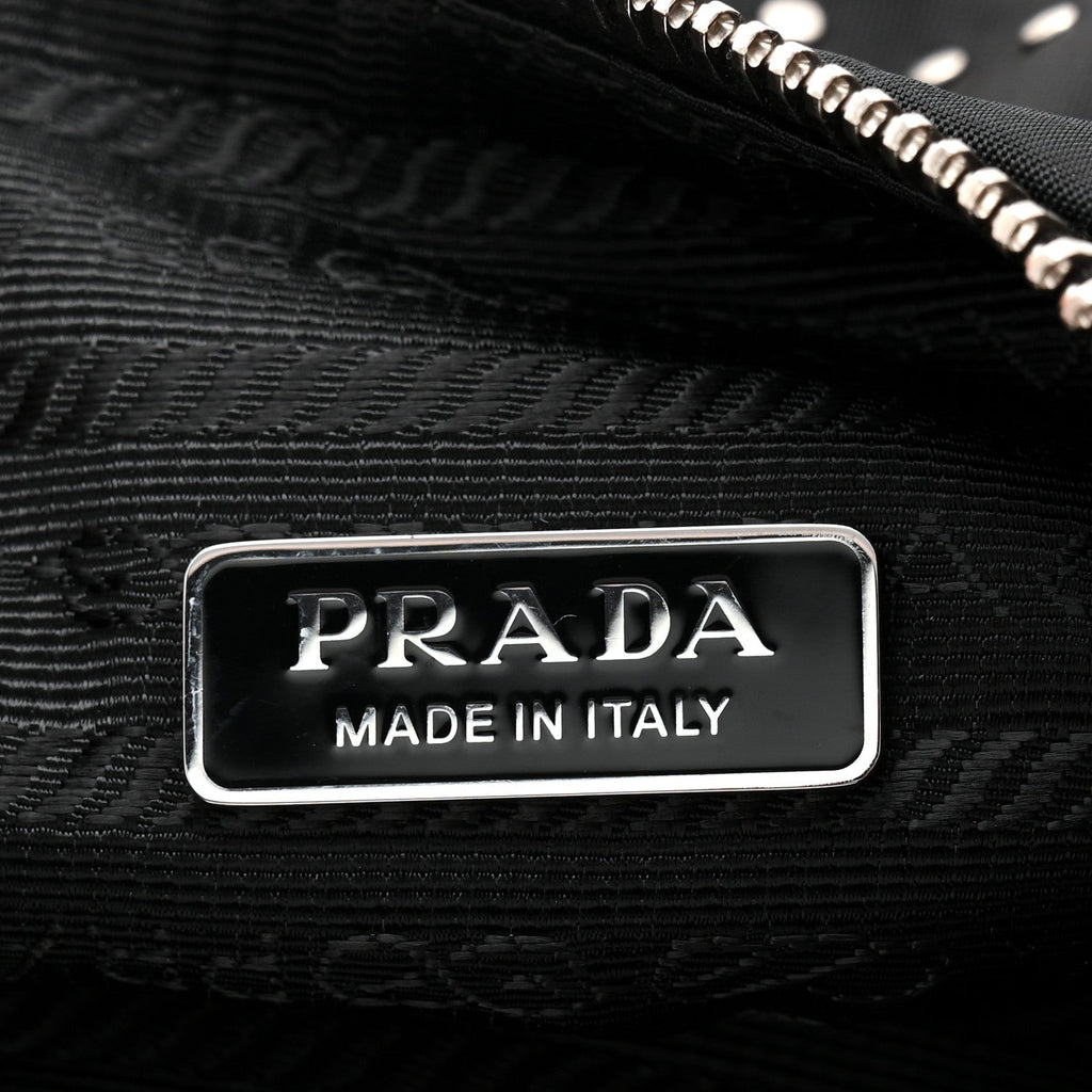 Prada Re-Nylon Vela Studs Mini Re-Edition 2000 Bag Black