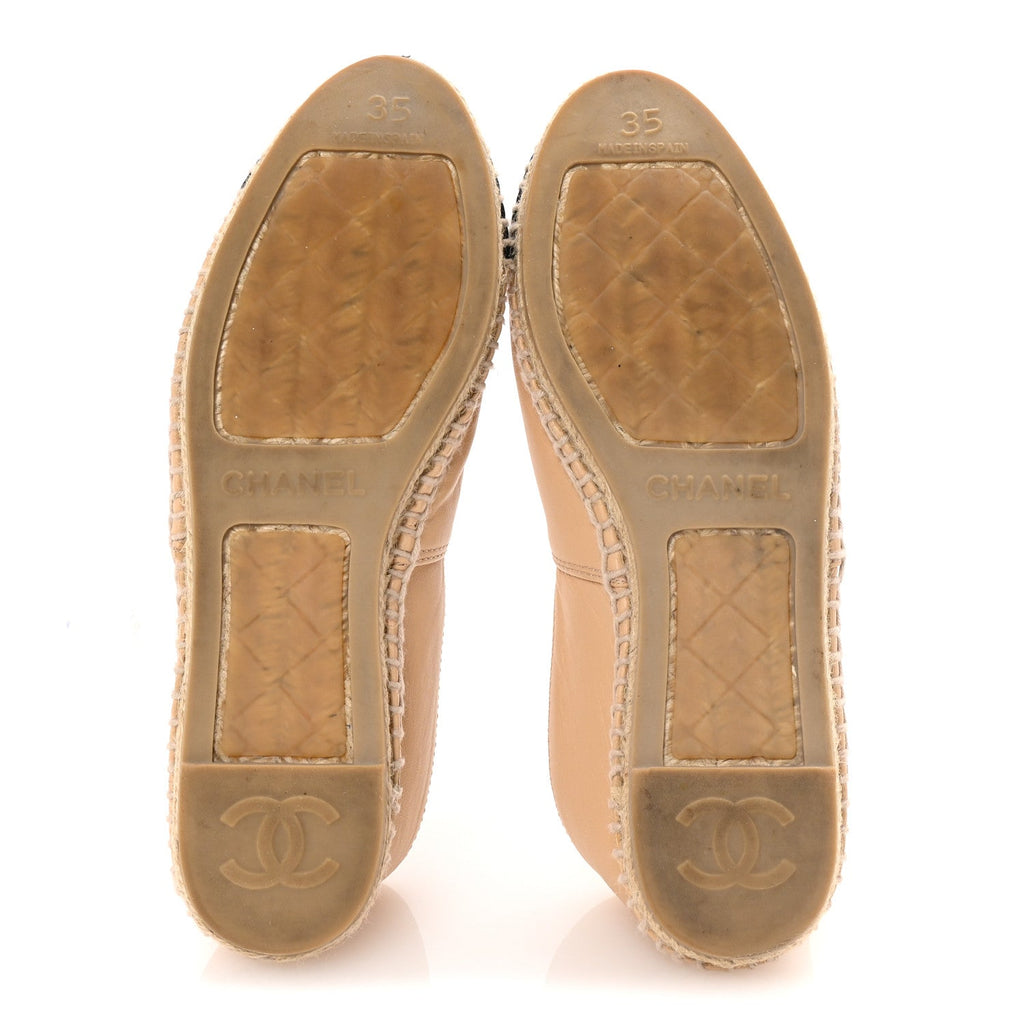 Lambskin CC Espadrilles 35 Beige Black