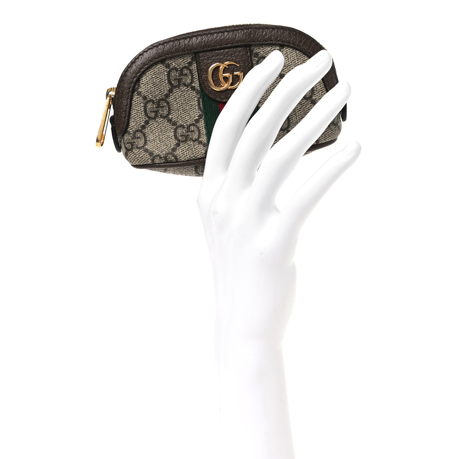 Gucci GG Supreme Monogram Web Ophidia Dome Key Pouch Beige New Acero