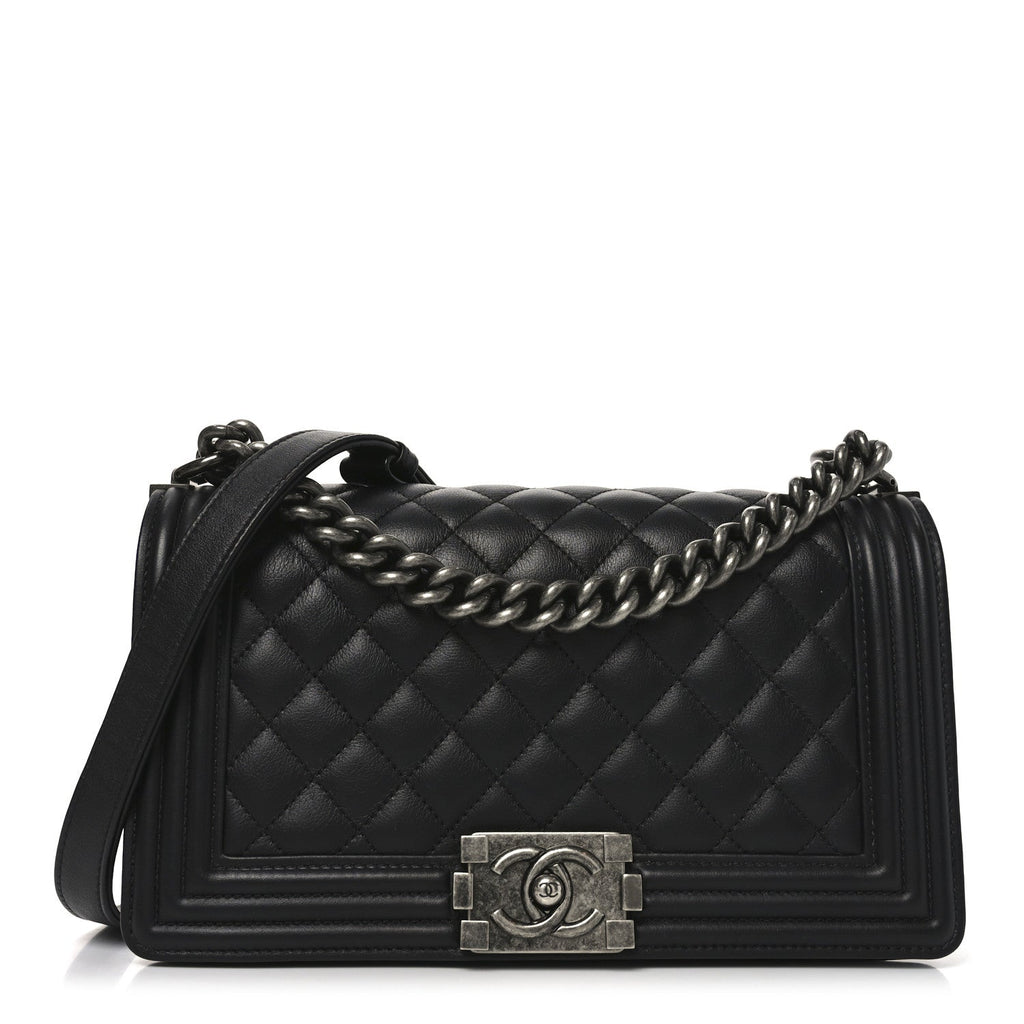 Chanel Calfskin Quilted Medium Boy Flap Black